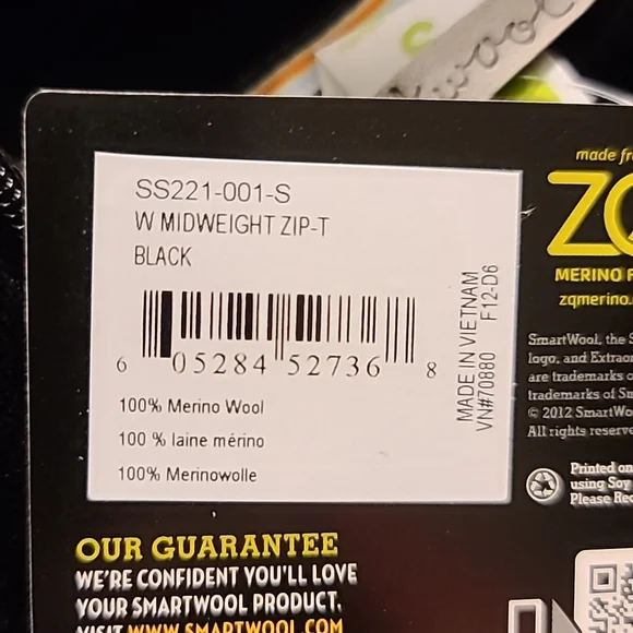 Smartwool Black Baselayer Midweight Base Zip Tee Sweatshirt Small NEW - Picture 9 of 12